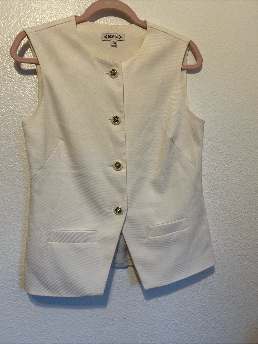 Nannette Cream Sleeveless Button Vest